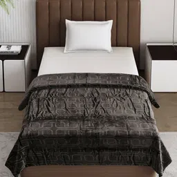 Monte Carlo Brown Geometric AC Room 210 GSM Single Bed Blanket image 2