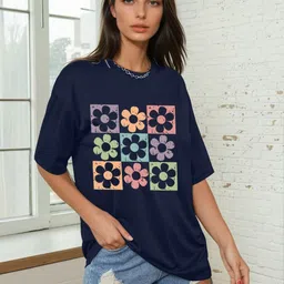 CORSICA Women Printed Drop-Shoulder Sleeves Pockets T-shirt-image-34