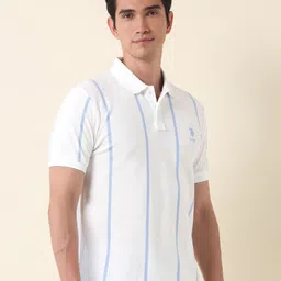 U.S. Polo Assn. Men Striped Polo Collar Cotton T-shirt image 5