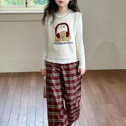 LULU & SKY Girls Checked Easy Wash Trousers image 4