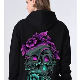 OWL MINK Women Printed Hooded Sweatshirt image 2