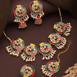 Anouk Gold-Plated Stone-Studded & Beaded Jewellery Set-picture-28