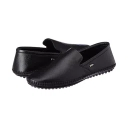 Lee Cooper Men Black Round Toe Slip On Leather Loafers-image-32