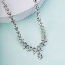 Opal Touch Rhodium-Plated Cubic Zirconia Studded Jewellery Set image 2