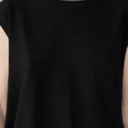 NOTWILD Women Solid Round Neck Cotton T-shirt image 2