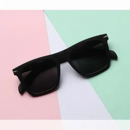 CLIENTALE Unisex Grey Lens & Black Wayfarer Sunglasses with image 2