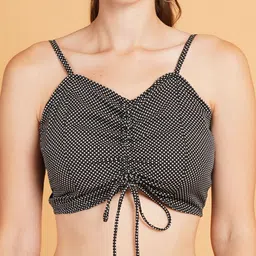 IX IMPRESSION Geometric Checked Crepe Bralette Crop Top image 2
