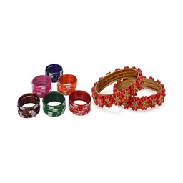 SOMIL Women Pack Of 26 Glass Ethnic Handcrafted Traditional Bangle-image-48