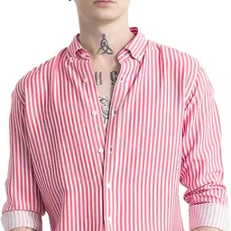 otus Men Slim Fit Checkered Spread Collar Casual Shirt-picture-13