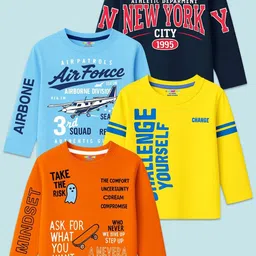 KUCHIPOO Boys Pack of 4 Typography Printed T-shirts-picture-23