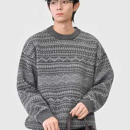 Mast & Harbour Men Fair Isle Printed Pullover-picture-14