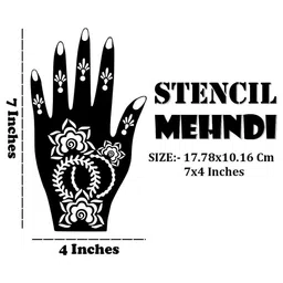 VOORKOMS Graceful Flower Combo Mehndi Stencil Sticker For Daily Functions & Parties image 3