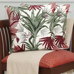IZAAFA Cream-Coloured & Green Floral Square Cushion Covers-picture-10