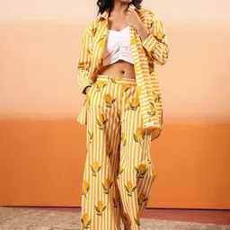 MANVAAR JAIPUR Striped Pure Cotton Shirt With Trouser image 3