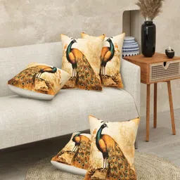 JAIPUR FABRIC Peacock Jute Pillow Digital Printed Design Cushion Square Cover-picture-26