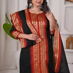 DIVASTRI Women Ethnic Motifs Printed Regular Kurta with Trousers & With Dupatta image 3