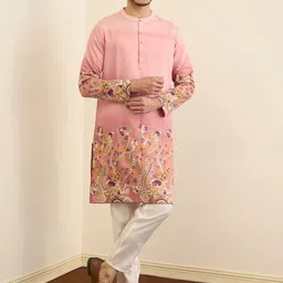 House of Pataudi Ethnic Motifs Printed Mandarin Collar Straight Kurta-image-76