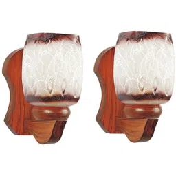 1ST TIME Brown & Brown Textured Wood Cylinder Shaped Wall Lamp-picture-16