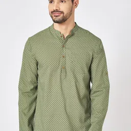 indus route by Pantaloons Men Geometric Thread Work Kurta image 1