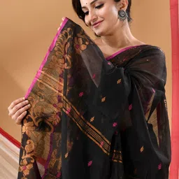 DESH BIDESH Women Ethnic Motifs Woven Design Saree with Blouse Piece-picture-30