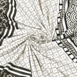 Lali Prints Grey & White Ethnic Printed 210 TC Cotton King Bedsheet Set 2.36 m x 2.75 m image 2