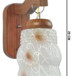 1ST TIME Brown & Brown Printed Wood Frustum Shaped Wall Lamp image 4