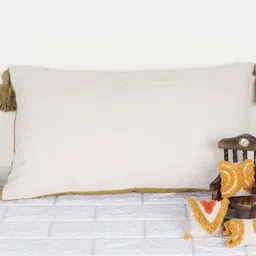 Indihomecraft Yellow & White Geometric Rectangle Cotton Cushion Covers image 2