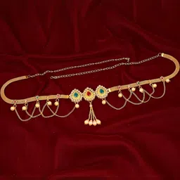 MEMOIR Goldplated Faux Emerald & Ruby with American Diamond Traditional Jewellery Set-picture-14