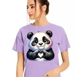 adixus Women Graphic Print Round Neck Polyester Purple T-Shirt-picture-15