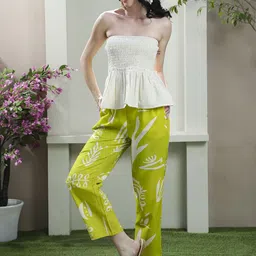 Athena Printed Strapless Neck Top With Trousers Co-Ords image 5