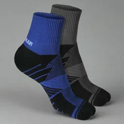Heelium Unisex Pack Of 2 Striped Above Ankle Length 3X Tougher & Durable Athletic Socks-image-74
