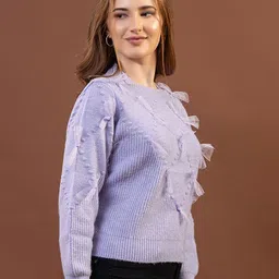 all about you Embellished Round Neck Long Sleeves Woollen Pullover image 4