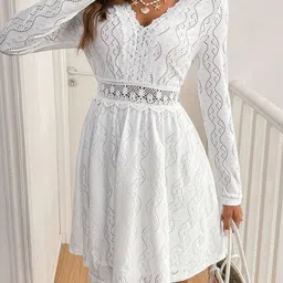 bebe Women Self Design Fit & Flare Dress-picture-10