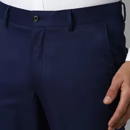 Louis Philippe Men Solid Slim Fit Mid-Rise Formal Trousers image 4