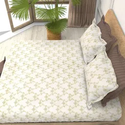 THE WHITE MOSS Christe Beige Printed 220 TC Cotton King Bedsheet Set-2.75 m x 2.50 m-picture-37