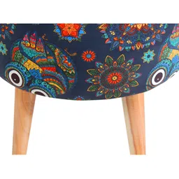 Shadowkart 2 Pieces Blue & White Printed Wooden Pouffes Ottomans image 4