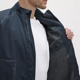 The Roadster Life Co. Brand Logo Detail Contrast Stitch Mock Collar Tailored Jacket image 4