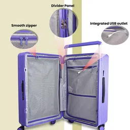 REDHORNS Airline USB Port Wide Handle Overnighter Hard Trolley Bag image 3