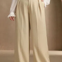 FNOCKS Women Comfort High-Rise Pleated Trousers-image-88
