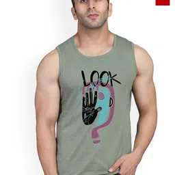 SLOWLORIS Men Pack Of 2 Printed Bio-Wash Combed Cotton Gym Vests-picture-29