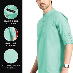 BHUVIKOO Men Lime Green Kurtas image 2