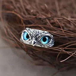 J.S ENTERPRISES Unisex Stainless Steel Owl Oxidised Finger Ring-image-28