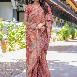 ALMAARI FASHION Ethnic Motifs Pure Cotton Kanjeevaram Saree image 3