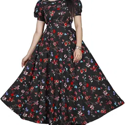 vm studio Women Fit and Flare Black Maxi/Full Length Dress-picture-19