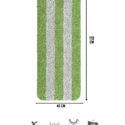 Saral Home Green & Grey Striped Anti Slip Microfiber Runner image 5