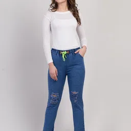 Ira Collections Women Comfort Tapered Fit Mid-Rise Highly Distressed Stretchable Jeans image 4