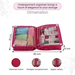 Aura Pink 2 Pcs Printed Storage Pouch Drawer Organisers image 5