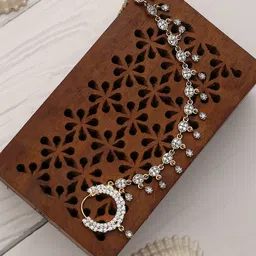 Opal Touch Gold-Plated American Diamond Studded Chained Nosepin image 4