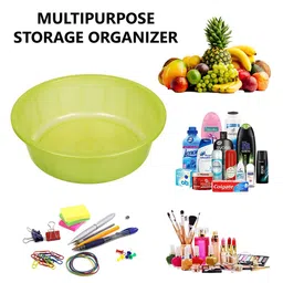 Kuber Industries Grey & Green Pack of 3 Multipurpose Storage Organizer Tub image 2