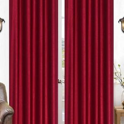 BELLA TRUE Maroon 2 Pieces Long Door Curtains-picture-0